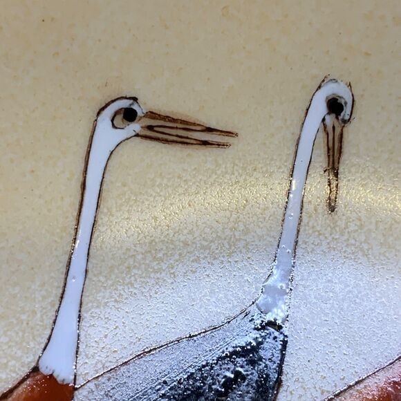 Vintage Japanese Porcelain Bowl Stork Print Trinket Dish Made in Hong Kong 6" - Picture 2 of 13